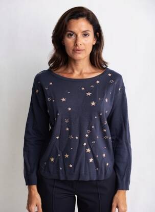 Pulover croială cambrată mâneci lungi albastru GRAIN DE MALICE femeie