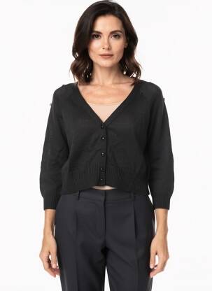 Vestă cu mâneci lungi mâneci 3/4 negru GRAIN DE MALICE femeie