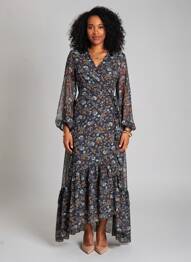 Rochie lungă mâneci lungi mâneci lungi albastru MOLLY BRACKEN femeie