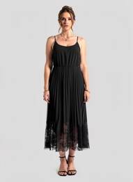 Rochie lungă mâneci cu bretele ajustabile bretele subțiri negru CREAM femeie
