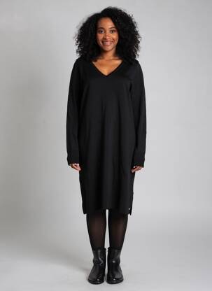 Rochie pulover croială dreaptă mâneci lungi negru CREAM femeie