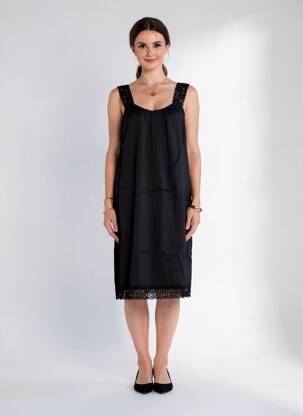 Rochie midi croială fluidă fără mâneci negru CREAM femeie