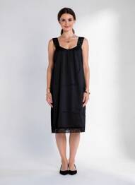 Rochie midi croială fluidă fără mâneci negru CREAM femeie