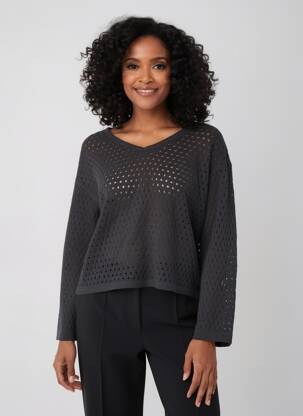 Pulover croială dreaptă mâneci lungi negru CREAM femeie