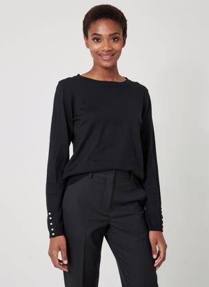 Pulover croială cambrată mâneci lungi negru MOLLY BRACKEN femeie