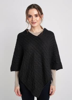 Poncho guler în v negru CREAM femeie