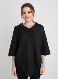 Poncho guler în v negru CREAM femeie