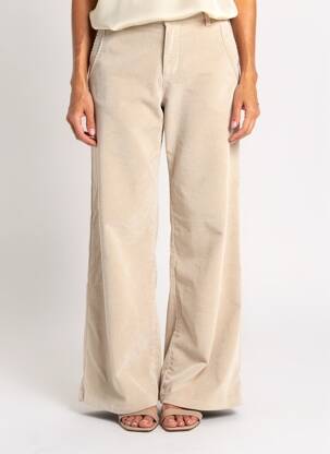 Pantalon larg talie cu cleme talie înaltă bej CREAM femeie