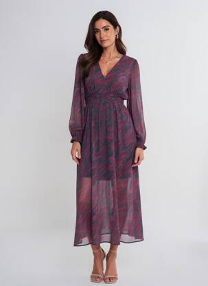 Rochie lungă mâneci lungi mâneci lungi verde MAJOLICA femeie