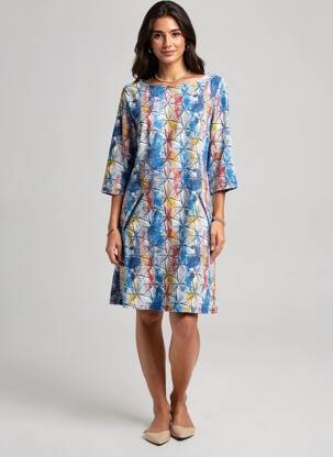 Rochie midi mâneci lungi mâneci lungi albastru VEGAS femeie