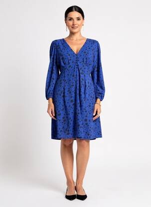 Rochie midi țesătură crep mâneci lungi albastru INSPIRATION STUDIO femeie