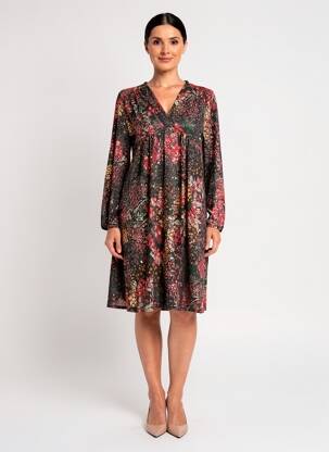 Rochie midi croială fluidă mâneci lungi negru RENATTO BENE femeie