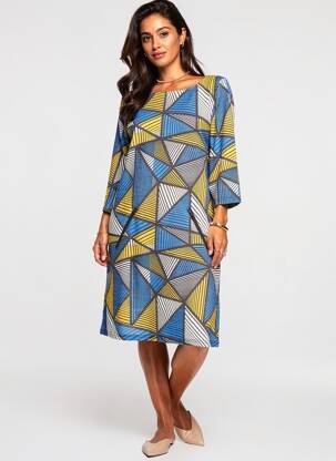 Rochie midi mâneci lungi mâneci lungi albastru VEGAS femeie
