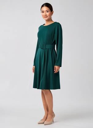 Rochie midi croială fluidă mâneci lungi verde MADISON femeie