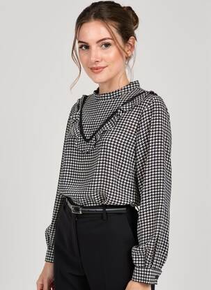 Bluză manșete cu nasturi și deschidere mâneci lungi negru LOVIE & CO femeie