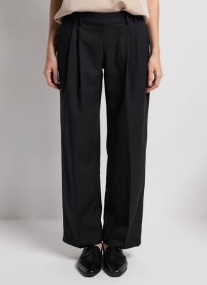 Pantalon drept țesătură crep talie înaltă negru SWEEWË femeie