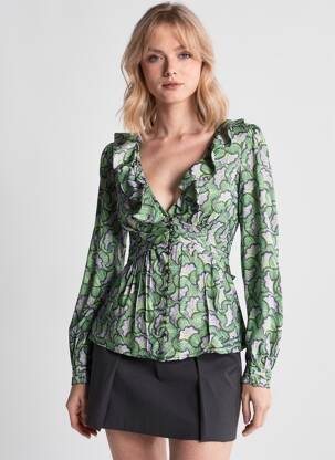 Cămașă imprimeu floral mâneci lungi verde PEPE JEANS femeie