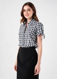 Cămașă croială cambrată mâneci scurte negru PEPE JEANS femeie