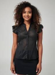 Cămașă croială cambrată mâneci scurte negru PEPE JEANS femeie