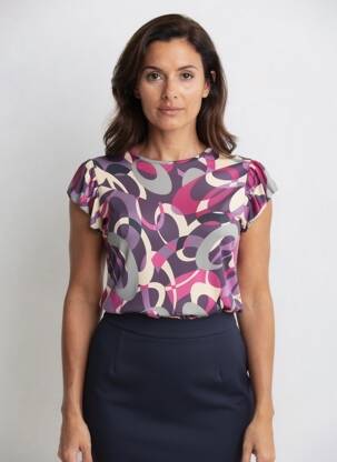 Tricou imprimeu fantezie mâneci scurte violet C&C CONFIDENTIAL femeie