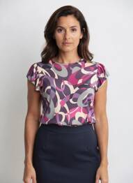 Tricou imprimeu fantezie mâneci scurte violet C&C CONFIDENTIAL femeie