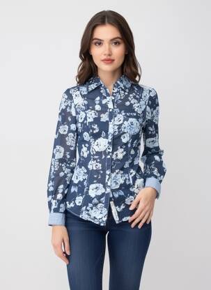 Cămașă imprimeu floral mâneci lungi albastru GUESS femeie