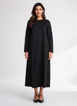 Rochie lungă mâneci lungi mâneci lungi negru BLANC BOHEME femeie