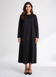 Rochie lungă mâneci lungi mâneci lungi negru BLANC BOHEME femeie