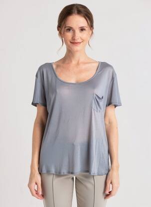 Tricou elasticitate mâneci scurte gri FINE COLLECTION femeie