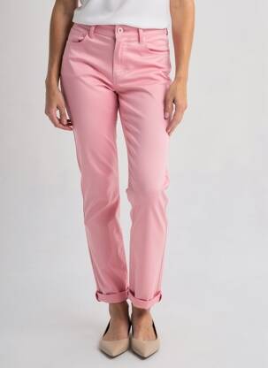 Pantalon slim țesătură poplin mărime normală roz KY CREATION femeie