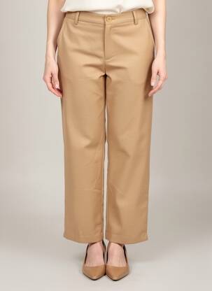 Pantalon drept țesătură poplin mărime normală bej MADISON femeie