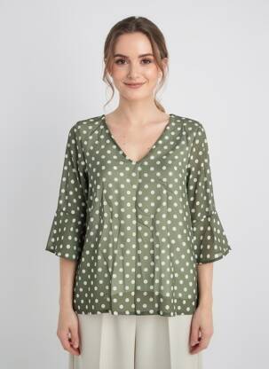 Bluză mâneci 3/4 mâneci 3/4 verde BLANC BOHEME femeie