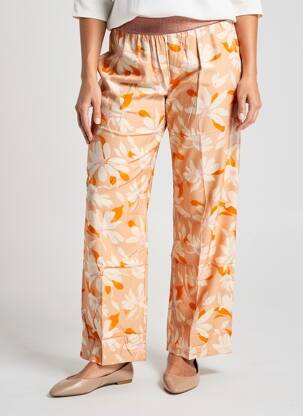 Pantalon drept talie elastică portocalie BLANC BOHEME femeie
