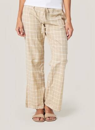 Pantalon drept talie elastică bej BLANC BOHEME femeie