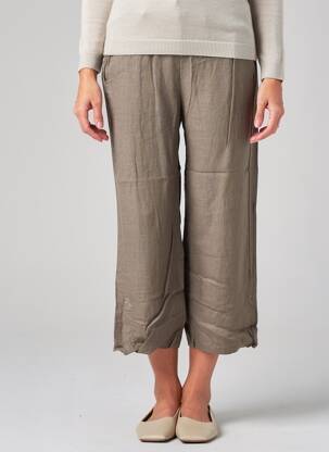 Pantalon trei sferturi croială dreaptă maro BLANC BOHEME femeie