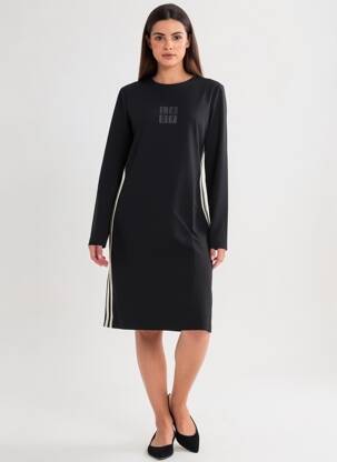 Rochie midi mâneci lungi mâneci lungi negru DELAHAYE femeie