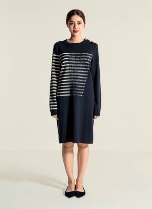 Rochie pulover croială dreaptă mâneci lungi albastru SAINT JAMES femeie