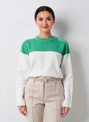 Pulover croială cambrată mâneci lungi verde OPTIMIST' femeie