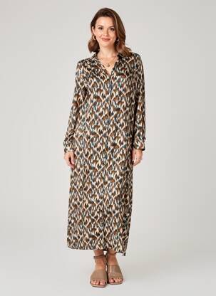 Rochie lungă mâneci lungi mâneci lungi maro SENORETTA femeie