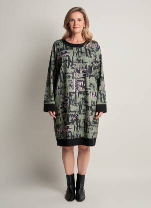 Rochie pulover croială dreaptă mâneci lungi verde SENORETTA femeie