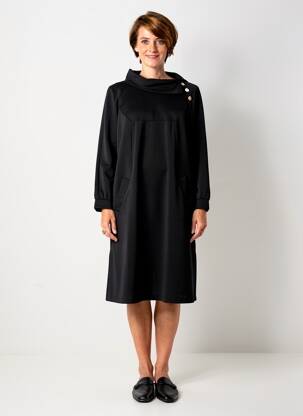 Rochie pulover croială dreaptă mâneci lungi negru SENORETTA femeie
