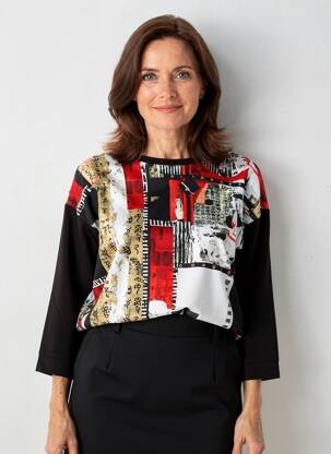 Top imprimeu fantezie mâneci lungi negru DOLCEZZA femeie