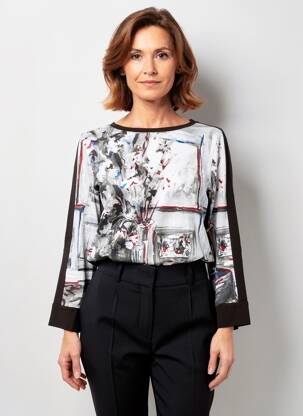 Top imprimeu fantezie mâneci lungi negru DOLCEZZA femeie