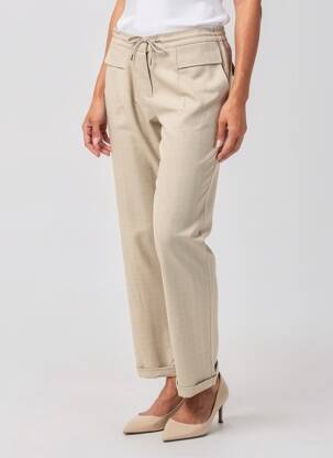 Pantalon drept talie elastică bej EVA KAYAN femeie
