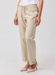 Pantalon drept talie elastică bej EVA KAYAN femeie