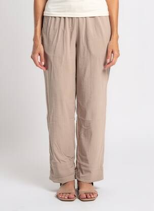 Pantalon drept talie elastică bej ZHRILL femeie