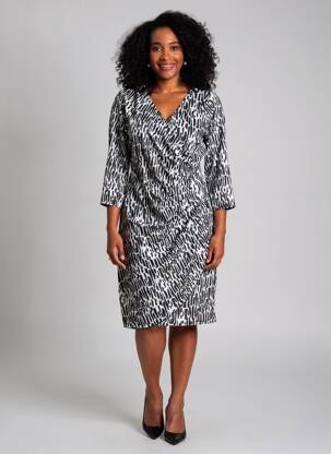 Rochie midi mâneci 3/4 mâneci 3/4 negru MORGAN femeie