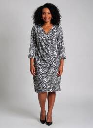 Rochie midi mâneci 3/4 mâneci 3/4 negru MORGAN femeie