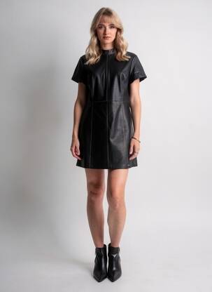 Rochie scurtă închidere cu fermoar la spate mâneci scurte negru KAPORAL femeie