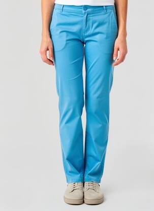 Pantalon chino țesătură poplin mărime normală albastru BISCOTE femeie